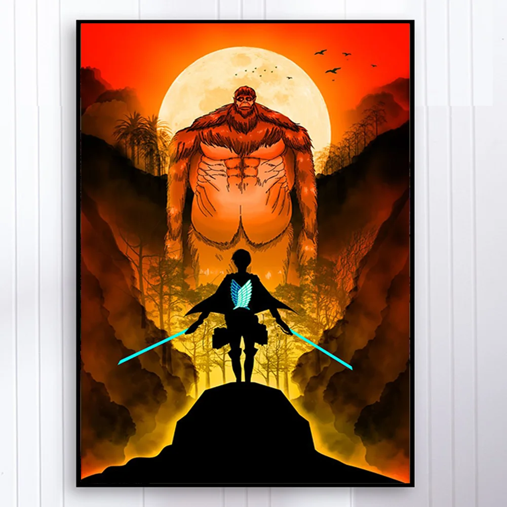 Full Round Diamond Painting 35*50cm - Attack On Titan - Silhouette