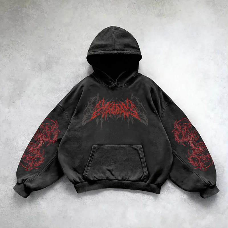 Streetwear Tattoo Patch Loose Hoodie