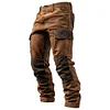 Men's Vintage Brown Suede Contrast Work Pants With Reinforced Knees by Inlyline