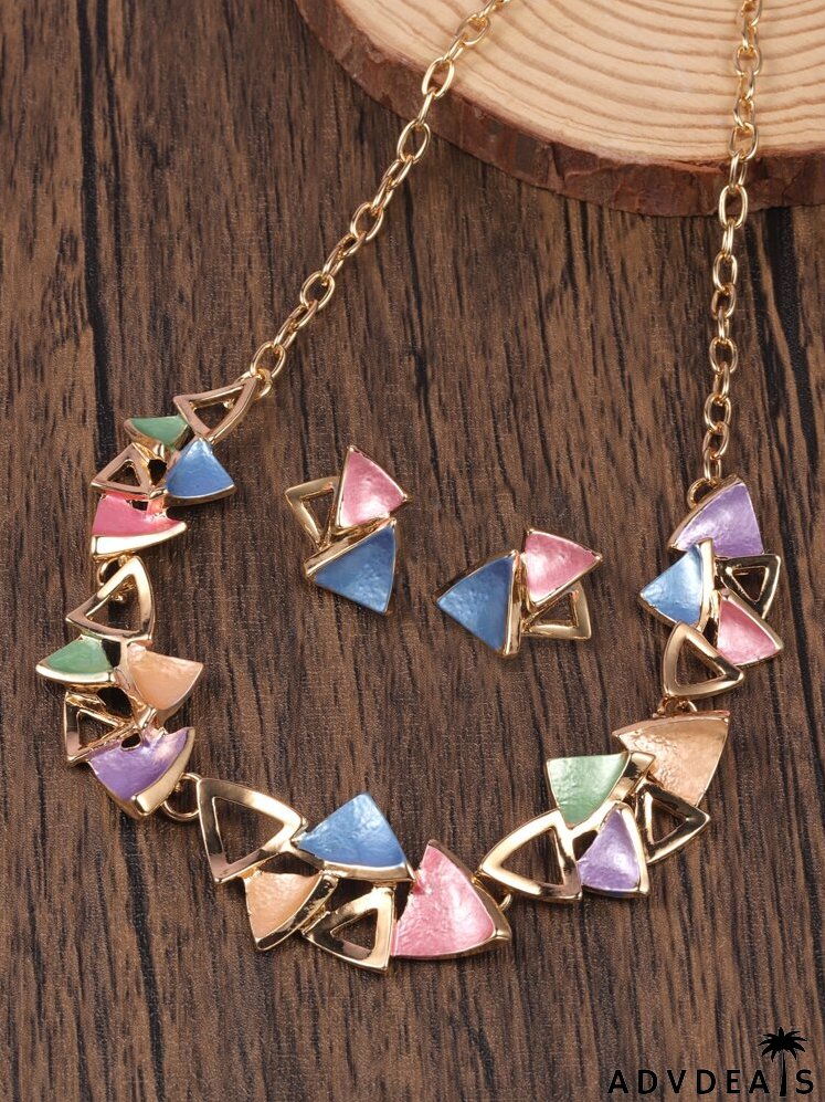 3pcs Triangle Decor Jewelry Set