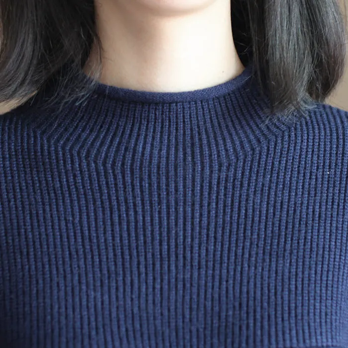 winter dark blue brief cotton blended sweater dresses plus size casual knit dress