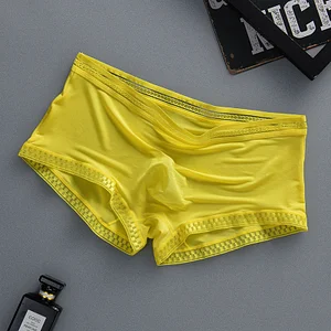 Men's Ice Silk Underwear Quick Dry Boxer Brief Bulge Underwear Pouch T Underpants Shorts