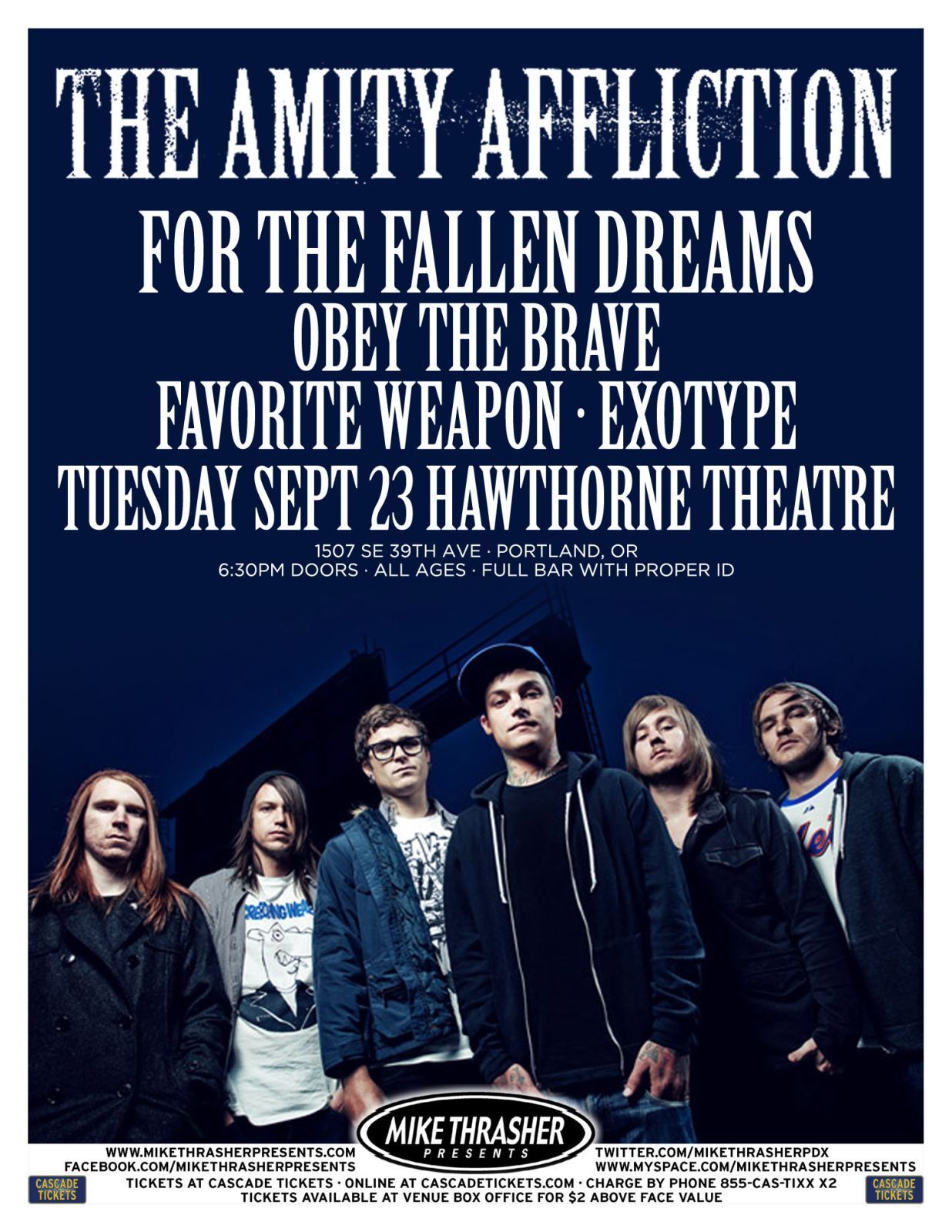 THE AMITY AFFLICTION 2014 Gig POSTER Portland Oregon Concert