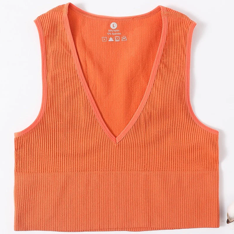 Sexy Women's Top Crop Top Female Seamless Underwear Tank Top Girls Summer Cami T-shirt Sexy Deep V Lingerie Sports Camisole