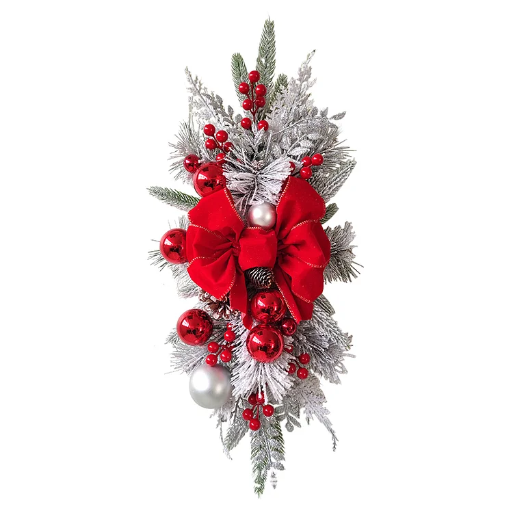 Christmas Wreath Home Atmosphere Decorative Garland (Red With light)