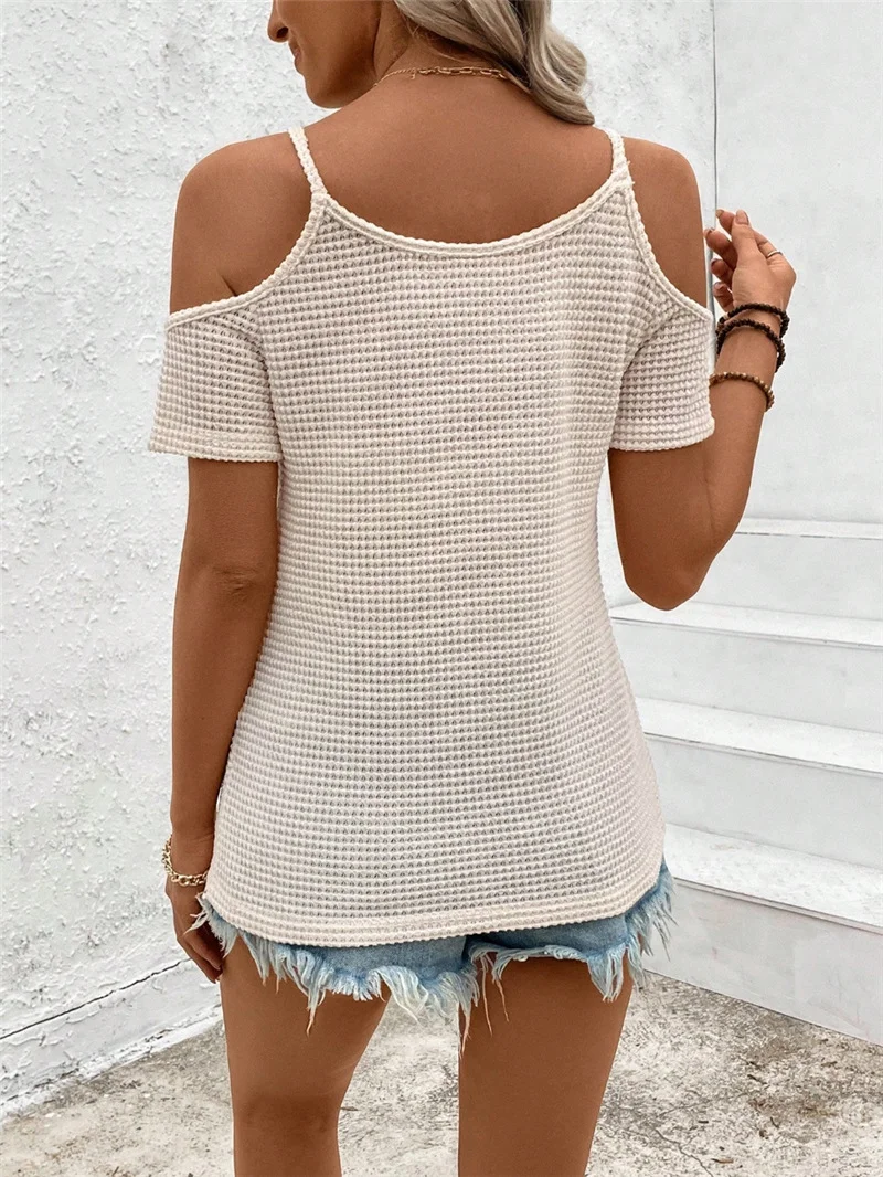 Athvotar Athvotar And Summer 2025 New Lace Splicing Design Knitted Sling Strap Strap T-Shirt Top