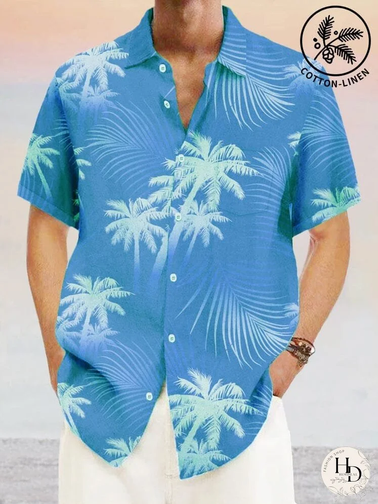 Hawaiian Floral Cotton Linen Shirt