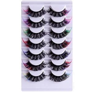 Aprileye 7 pairs of color false eyelashes thick curling simulated D-curved eyelashes