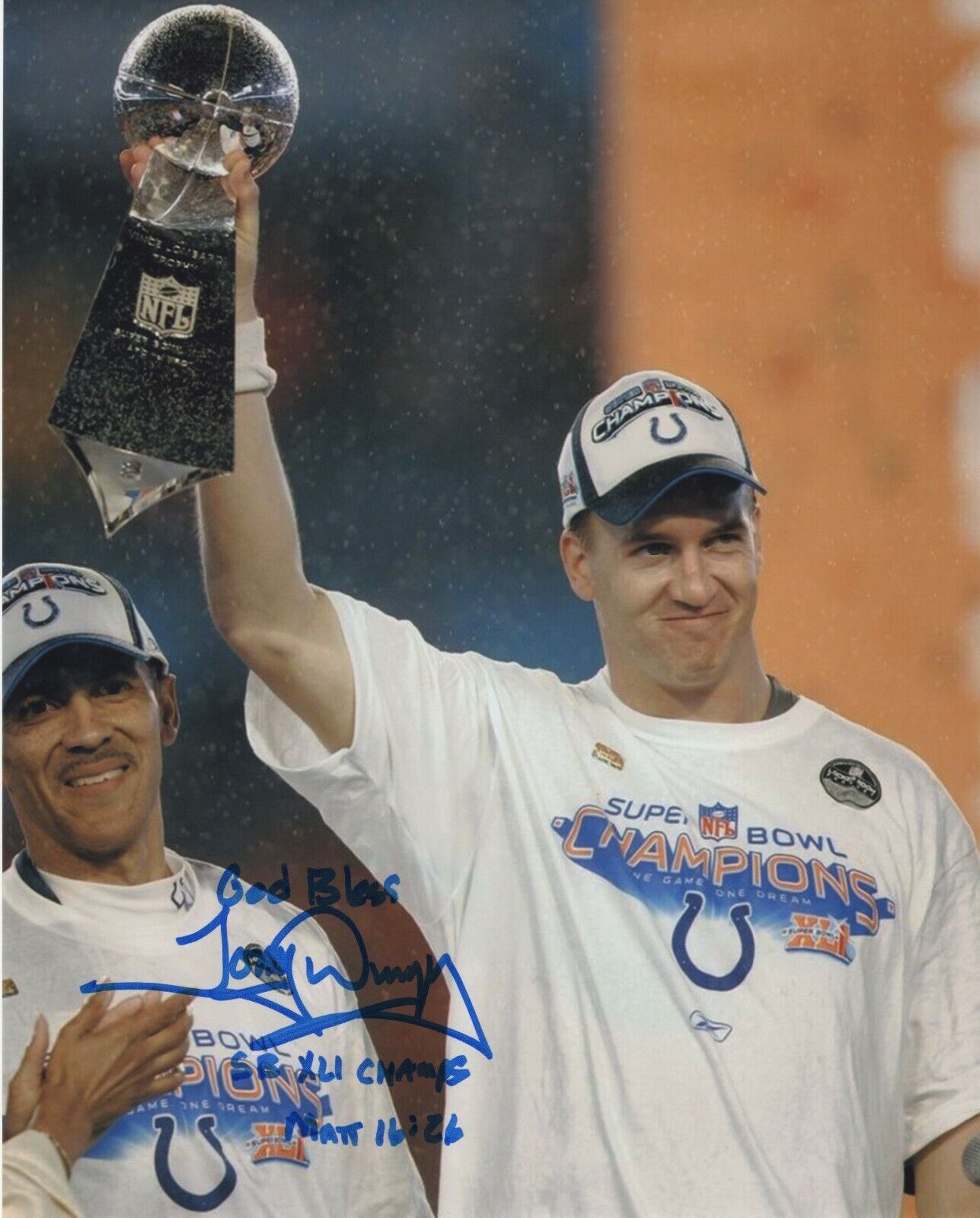 COACH TONY DUNGY INDIANAPOLIS COLTS SIGNED AUTOGRAPH SUPER BOWL XVI 8X10 Photo Poster painting