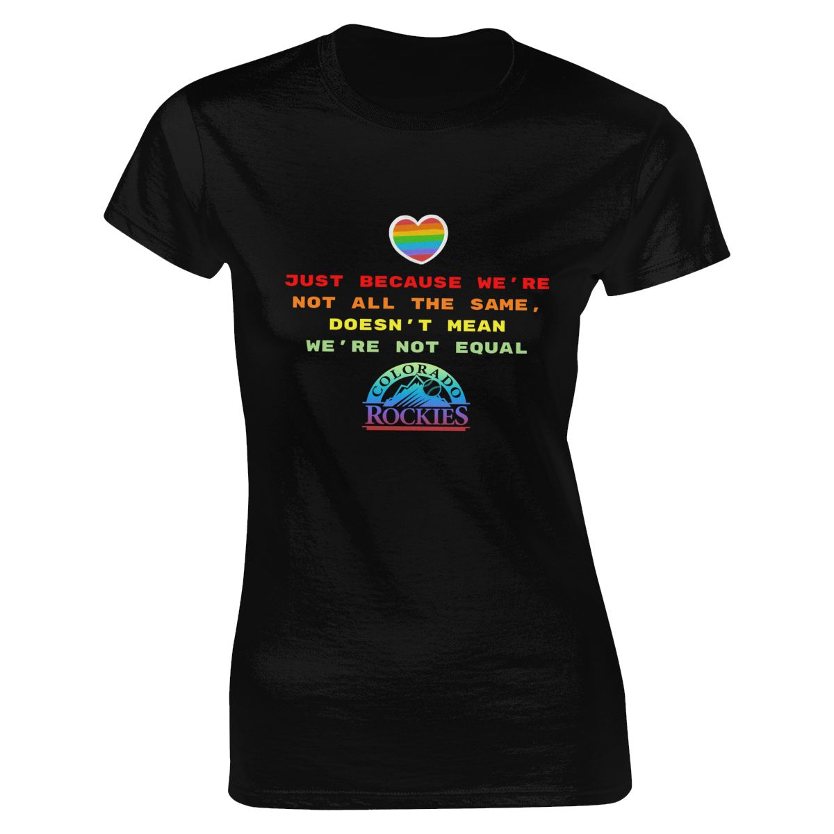 Colorado Rockies Rainbow Awareness Raising Women's Soft Cotton T-Shirt