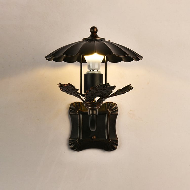Black Scalloped Edge Wall Light Farmhouse Style 1 Head Metal Sconce Light Fixture for Dining Room