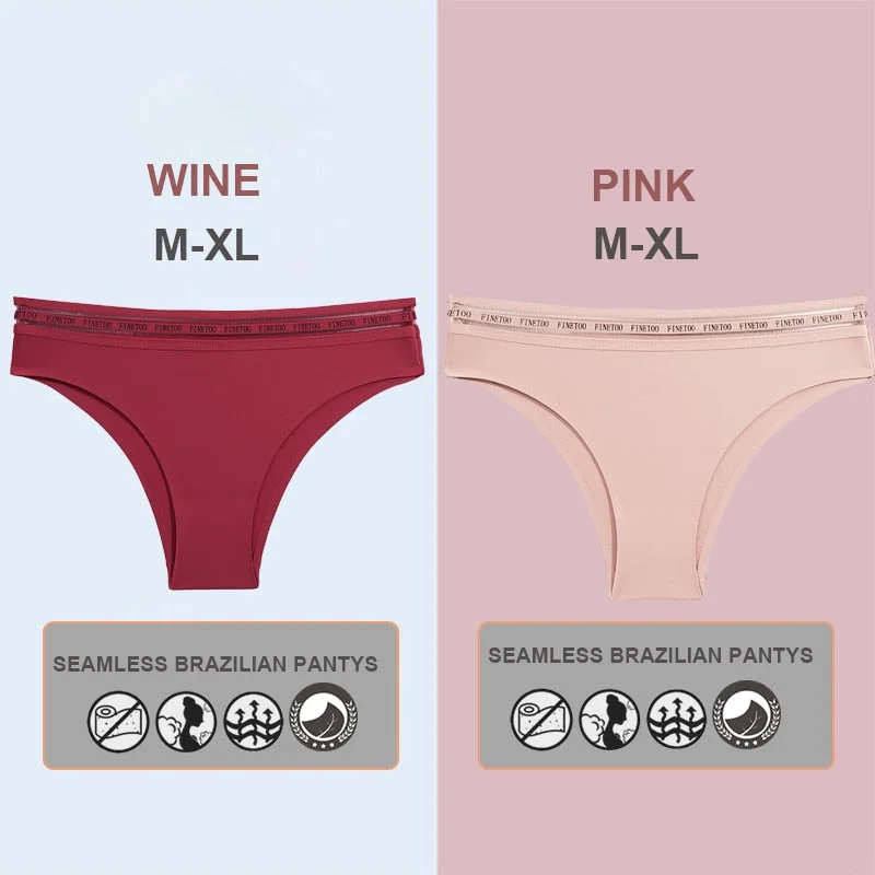 FINETOO 2PCS/Set Women Seamless Lingerie Letter Underpants Ladies 6 Solid Colors M-XL Woman Sexy Panties Briefs Underwear Thong