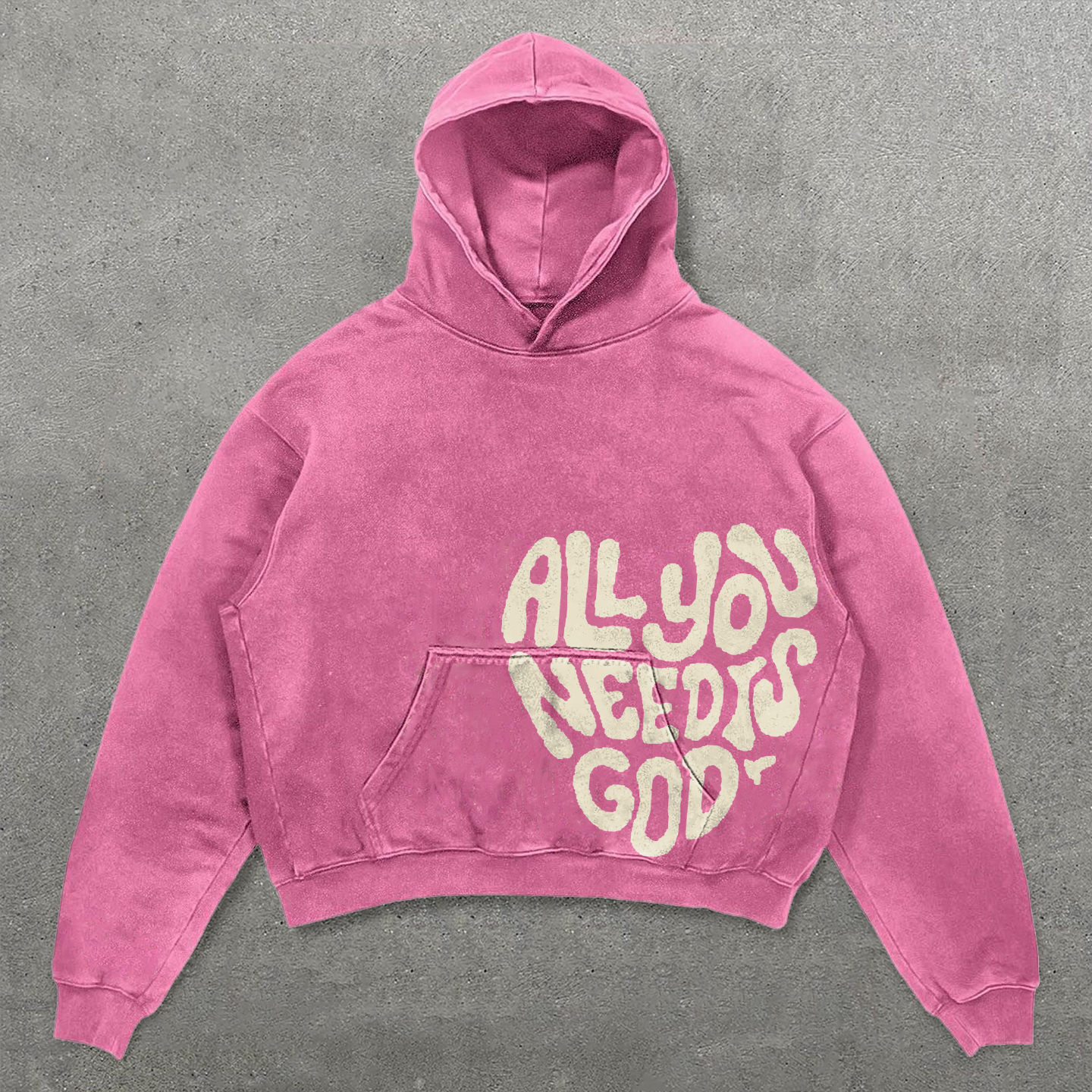 All You Need Is God Graphic Acid Washed Oversized Hoodie