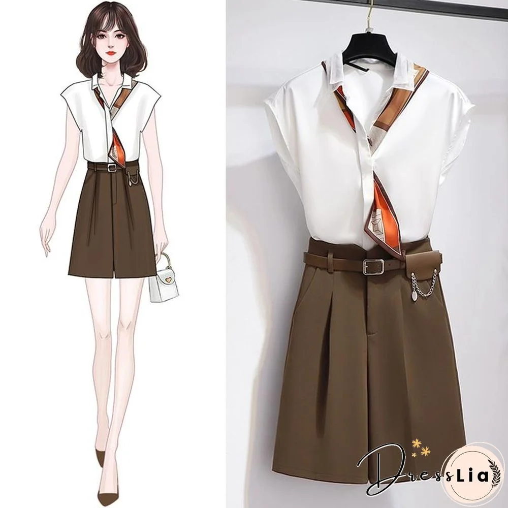 Vintage Sleeveless Blouse Two-Piece Set P16201