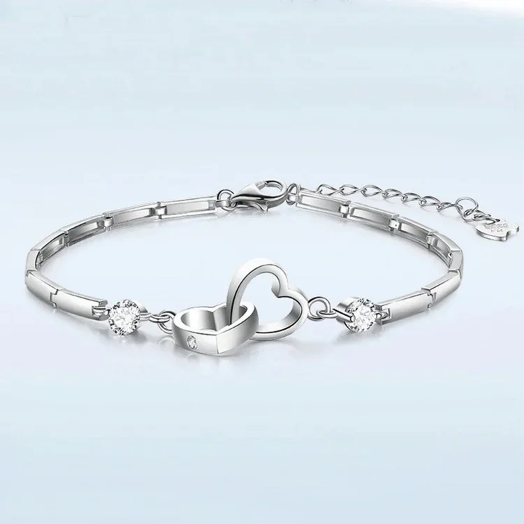 For Friend - S925 You Can Never Untie The Knot of True Friendship Crystal Heart To Heart Bracelet