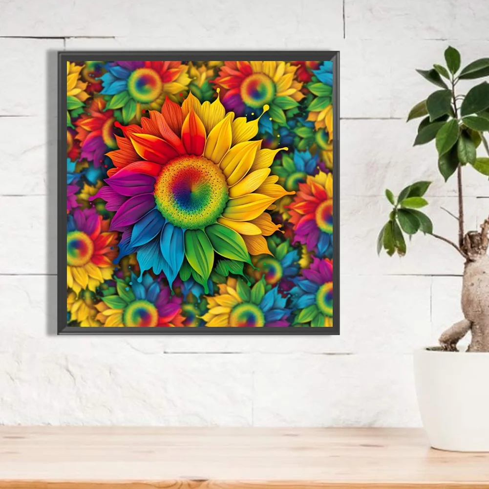 Partial AB Diamond Painting - Full Round Drill - Rainbow Gerbera(Canvas|45*45cm)