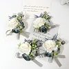 10PCS Blue Wedding Catering Bridal Groom Guests Corsage Boutonniere Wrist Artificial Flower Bouquets