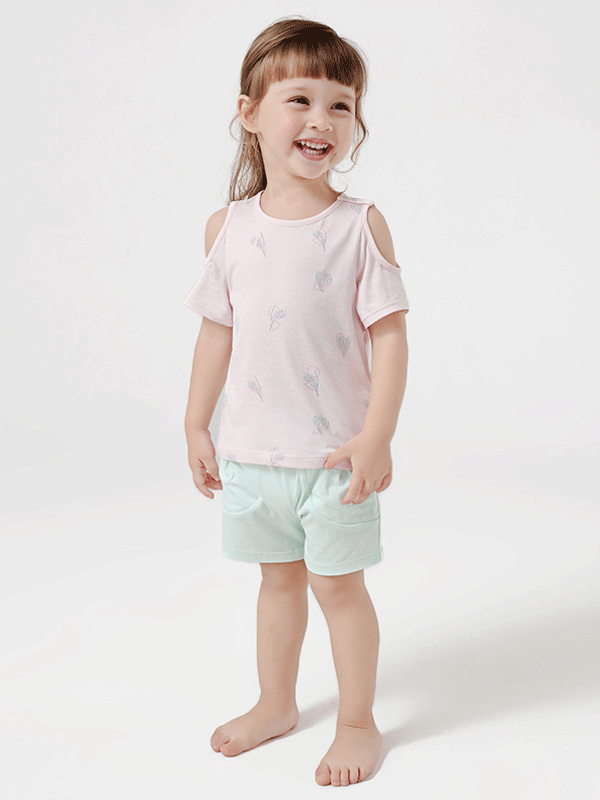 Contrasting Color Kid's Silk Pajamas