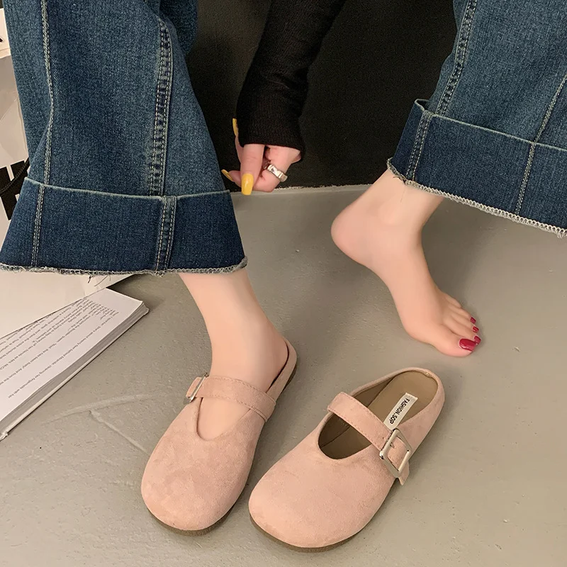 Yyvonne Jane's First Half Slippers Women Wear Half-Dragging 2025 Color Soft Flat Soles Pedaling Muller Shoes Tide