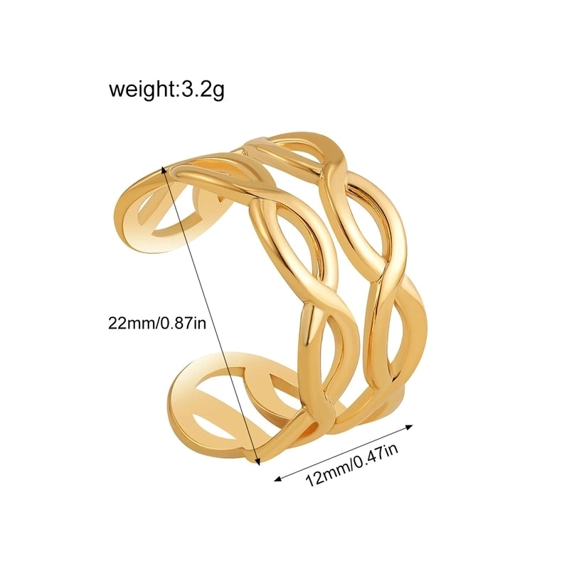 Glam Solid Color Shiny Geometric Titanium Steel Hollow Out Open Rings