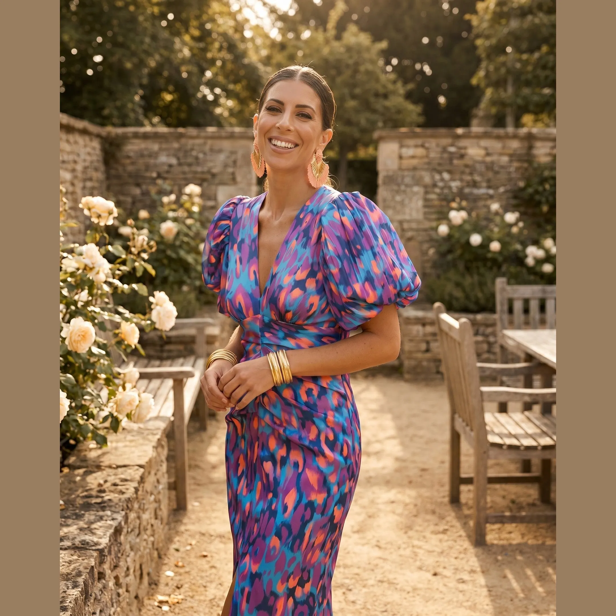 Women's Colourful Pleated Sleeve Dress &ndash; Summer & Occasion Wear