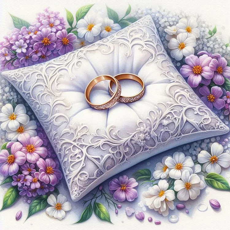 Flowers And Rings 40*40CM (Canvas) Full Round Drill Diamond Painting gbfke