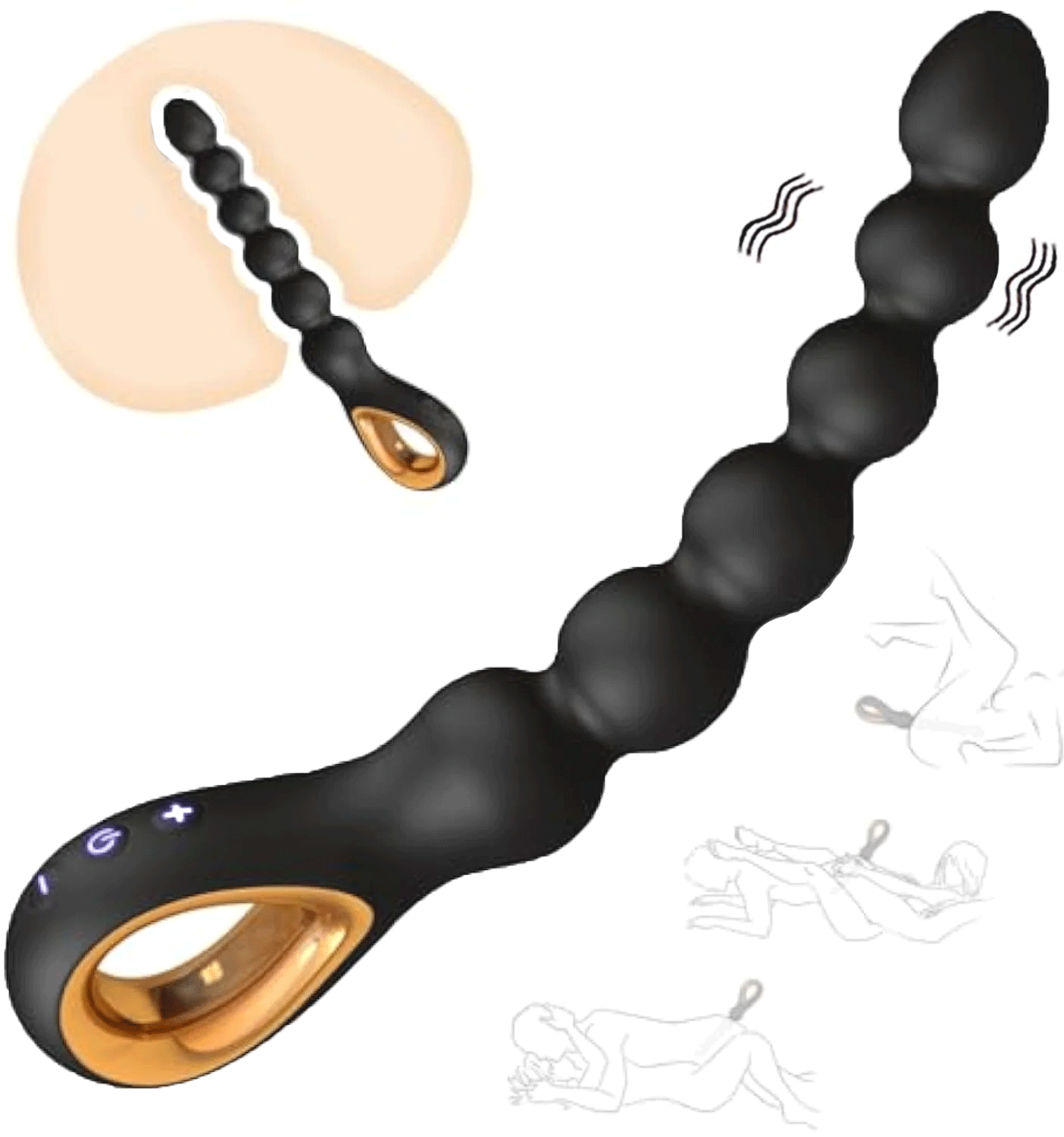 Jabra - Vibrating Anal Beads Butt Plug With 10 Vibration Modes Anal Toys Silicone Anal Beads By Rose Toy