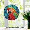(US Local)DIY Parrot 5D Diamond Hanging Clock Art Craft for Living Room Decoration