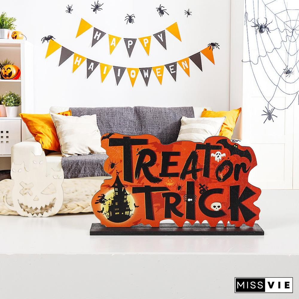 Wooden Halloween Theme Table Ornament
