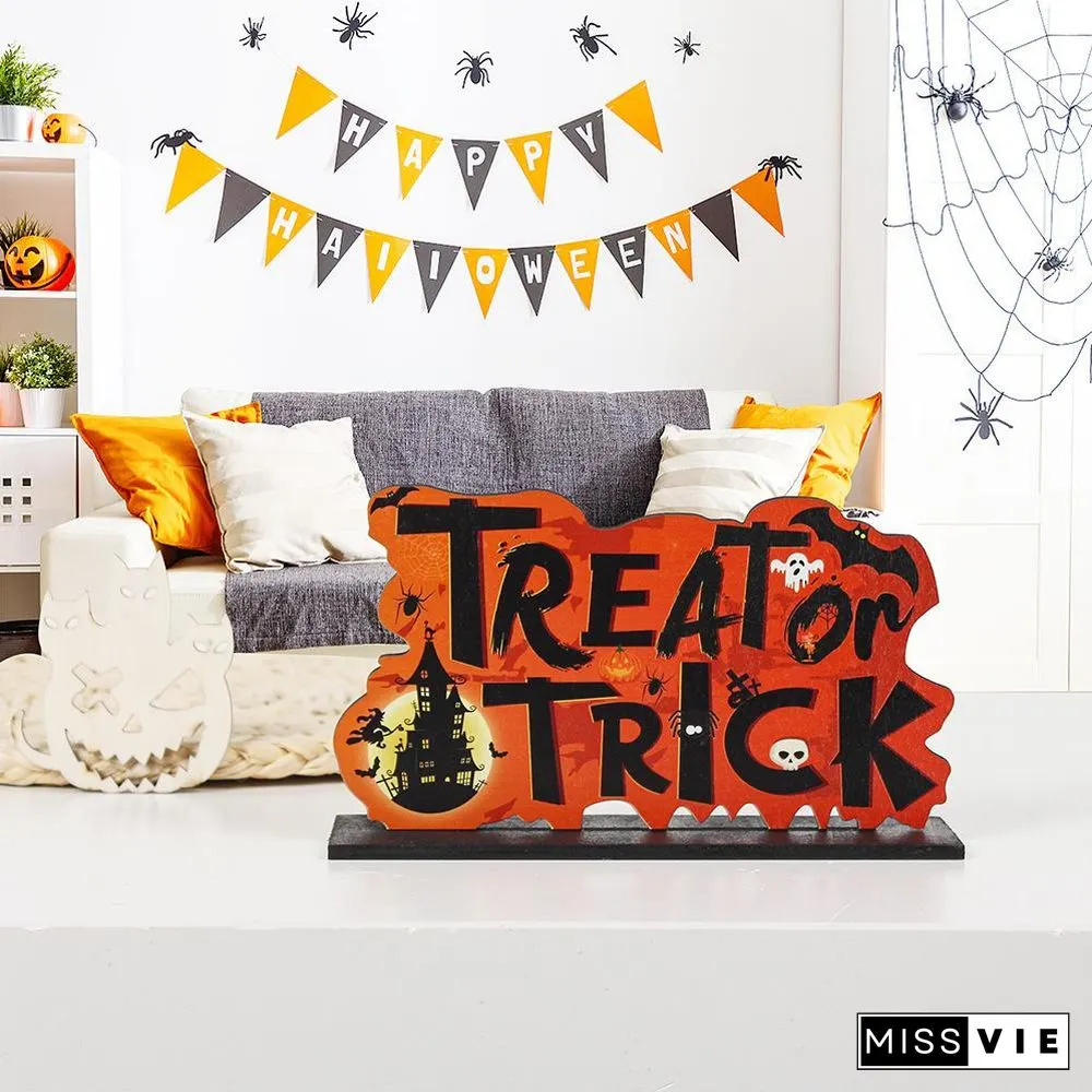 Wooden Halloween Theme Table Ornament