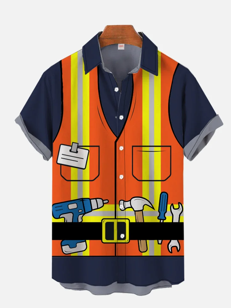 Construction Worker Uniform Vest Printing Short Sleeve Shirt