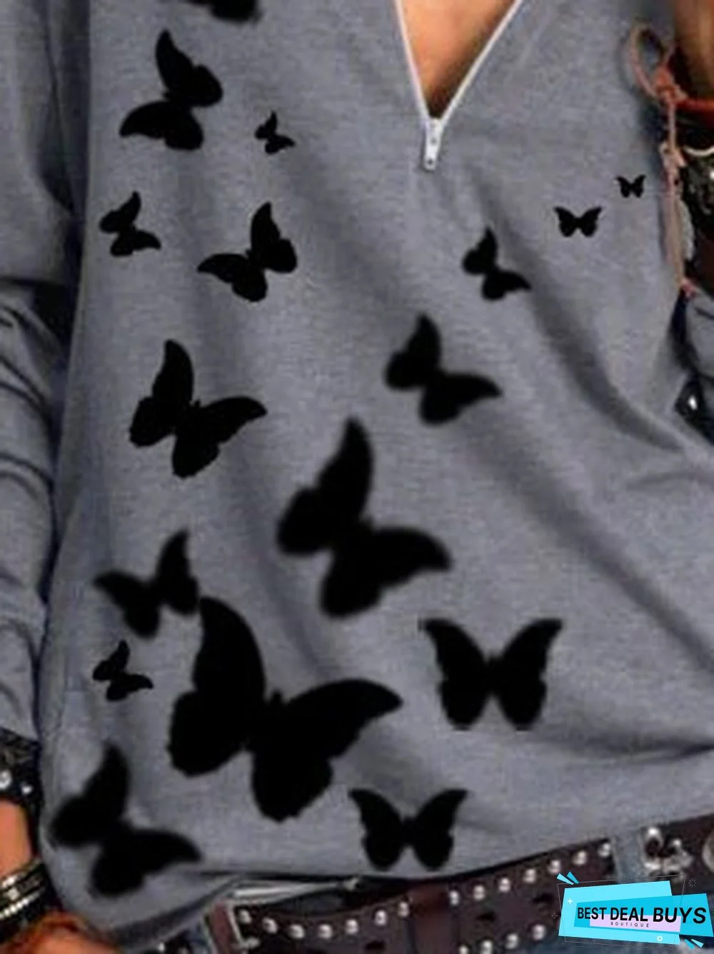 Casual Floral-Print Cotton-Blend Long Sleeve Tunic Top