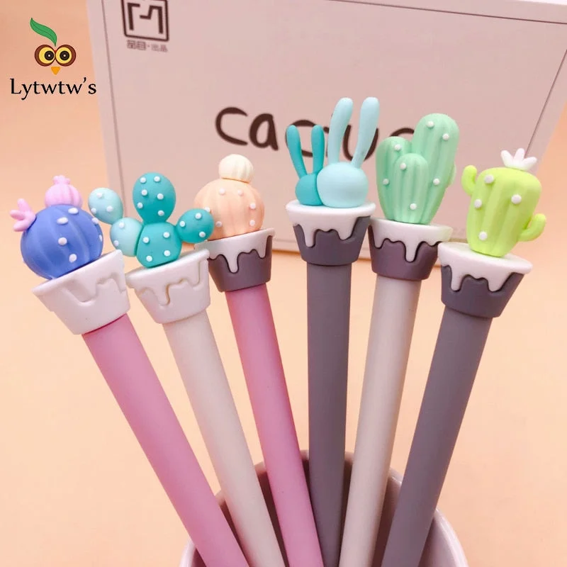 1 Piece Stationery Cute Kawaii Cactus School Office Supply Creative Sweet Pretty Lovely Funny Silicone Platter Gel Pen