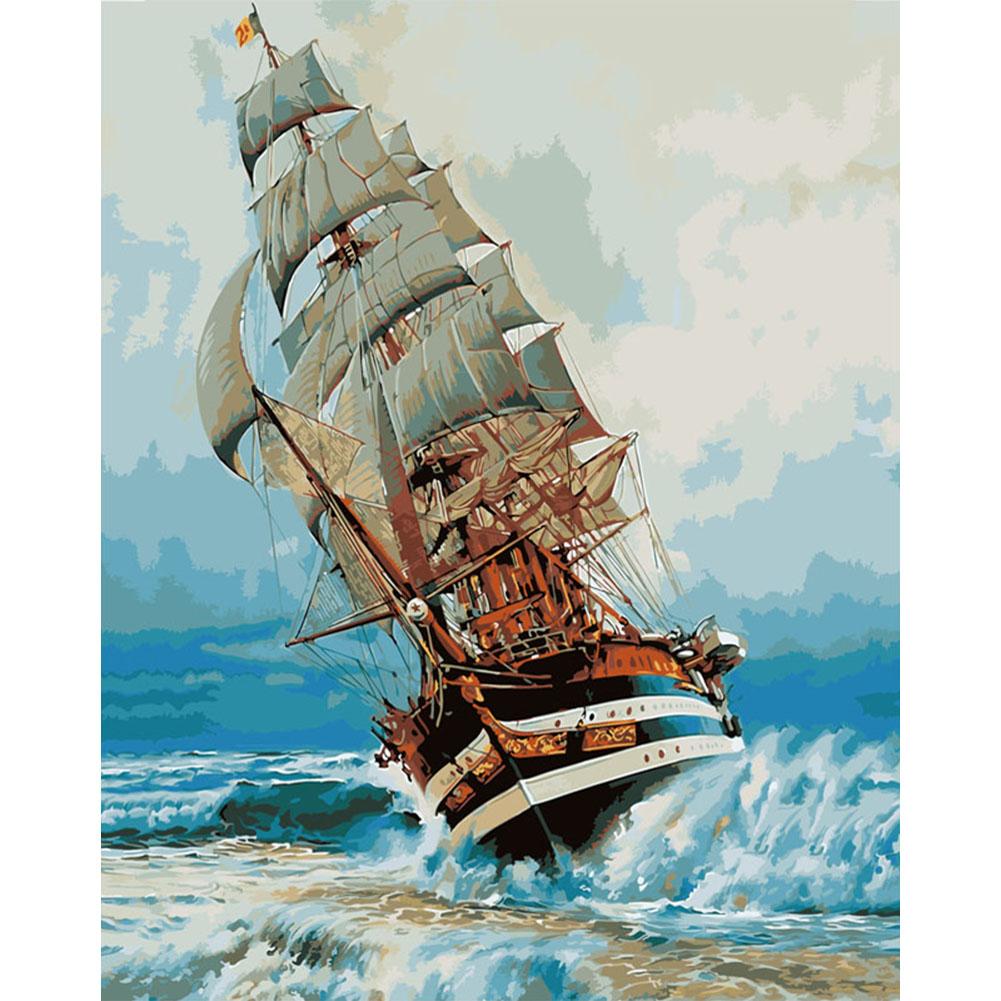 

40x50cm - Paint By Numbers Sea Wave Ship, 501 Original