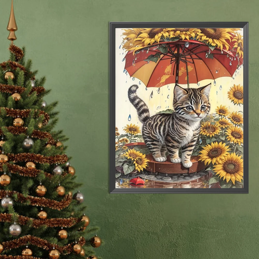 Full Round Diamond Painting 40*50cm - Sunflower And Cat