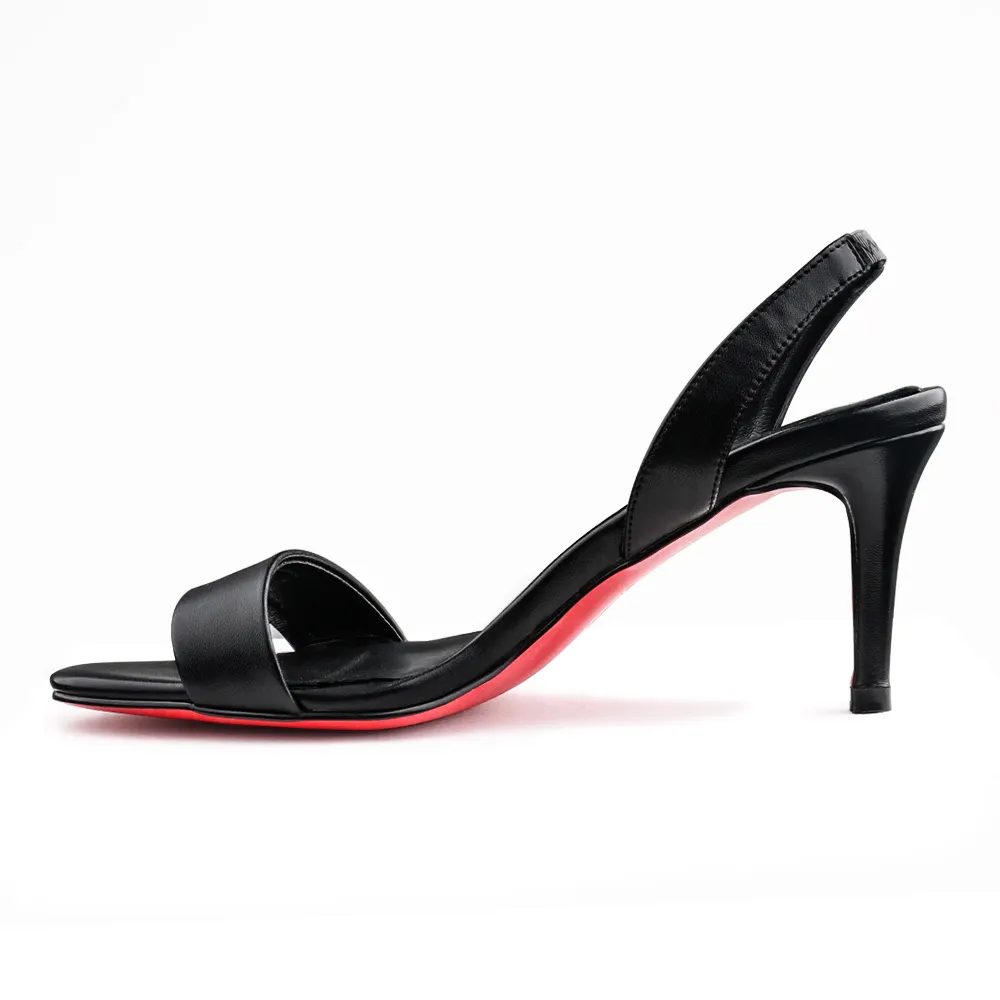 65mm/100mm Open Toe Elastic Heel Strap Pumps Matte Sandals Red Soles-vocosishoes