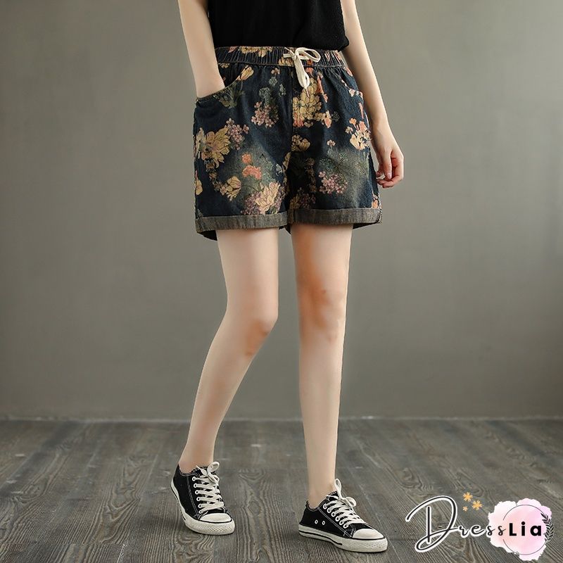 Summer Retro Leaves Casual Shorts
