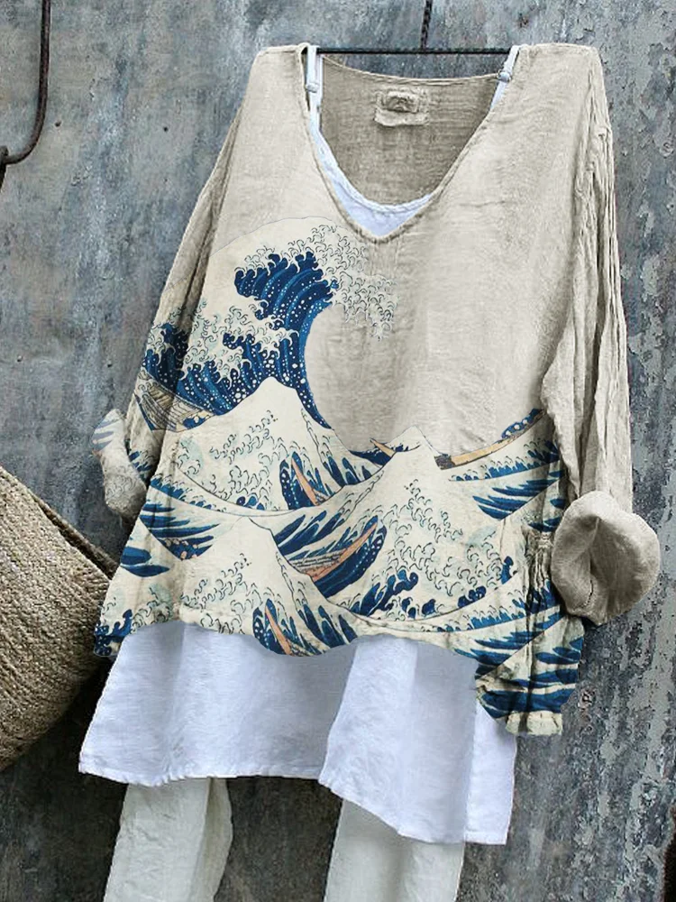 Wearshes The Great Wave off Kanagawa Flowy Tunic