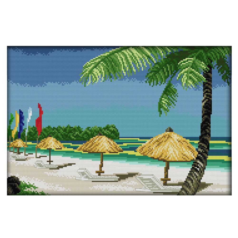 

Beach Scenery - 14CT Stamped Cross Stitch - 37x26cm, 501 Original