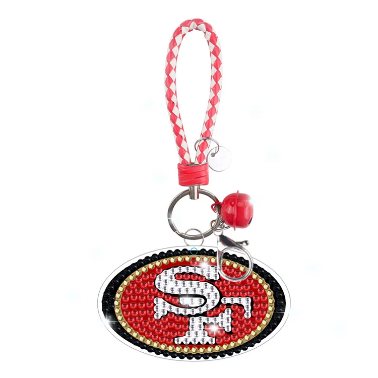 DIY Diamond Painting Keychains Kit Handmade Rugby Team Badge Craft for Women Bag