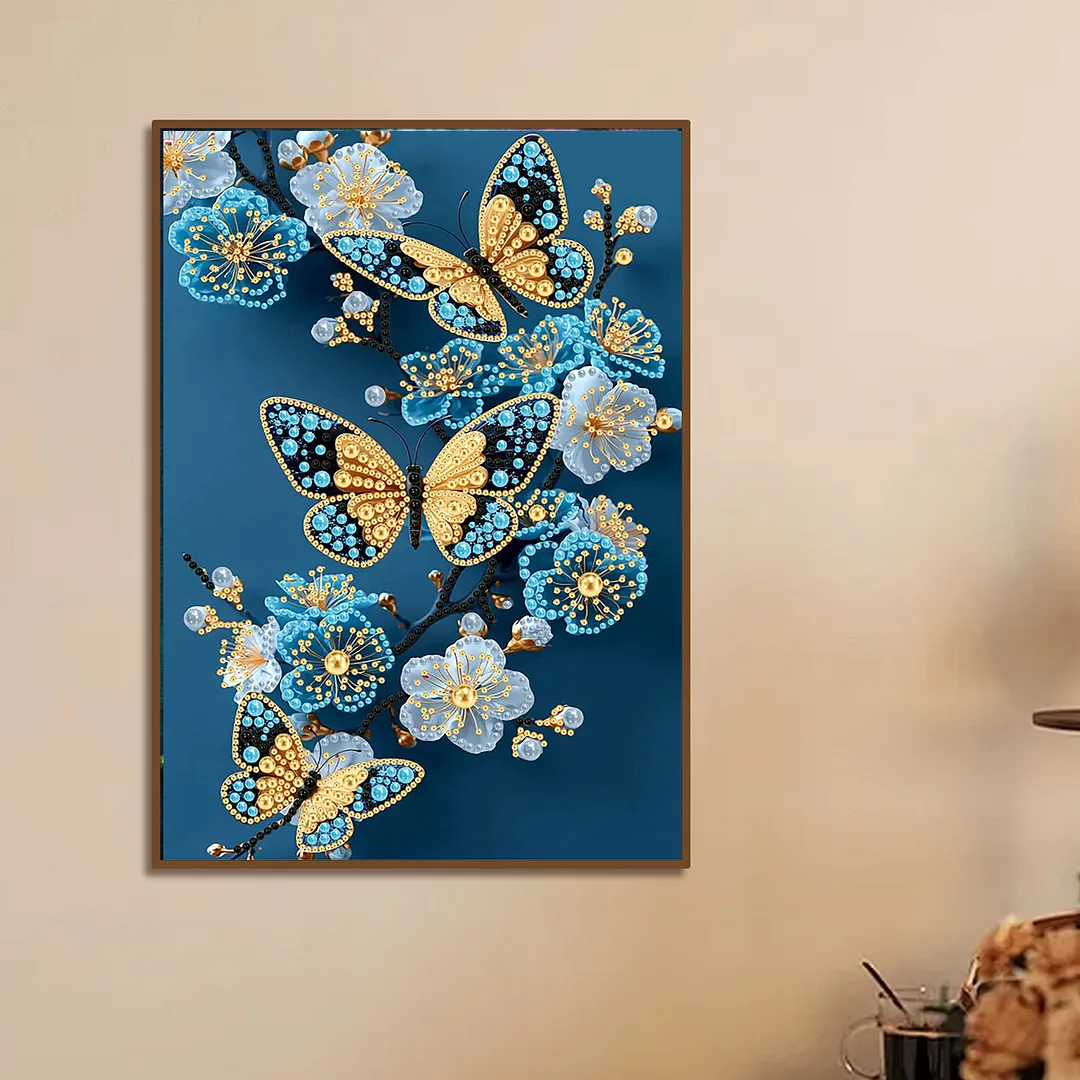 Pearl Painting Kit for Adults Blue Butterfly 11.81x15.75in