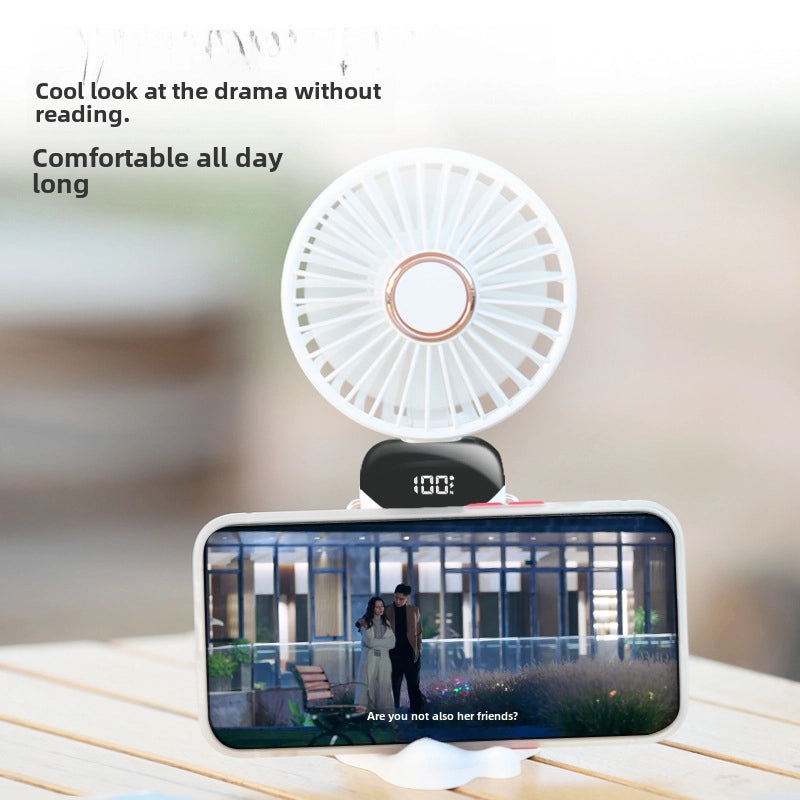 New Handheld Fan Outdoor USB Charging Mini Portable Student Small Fan Digital Display Folding Aromatherapy