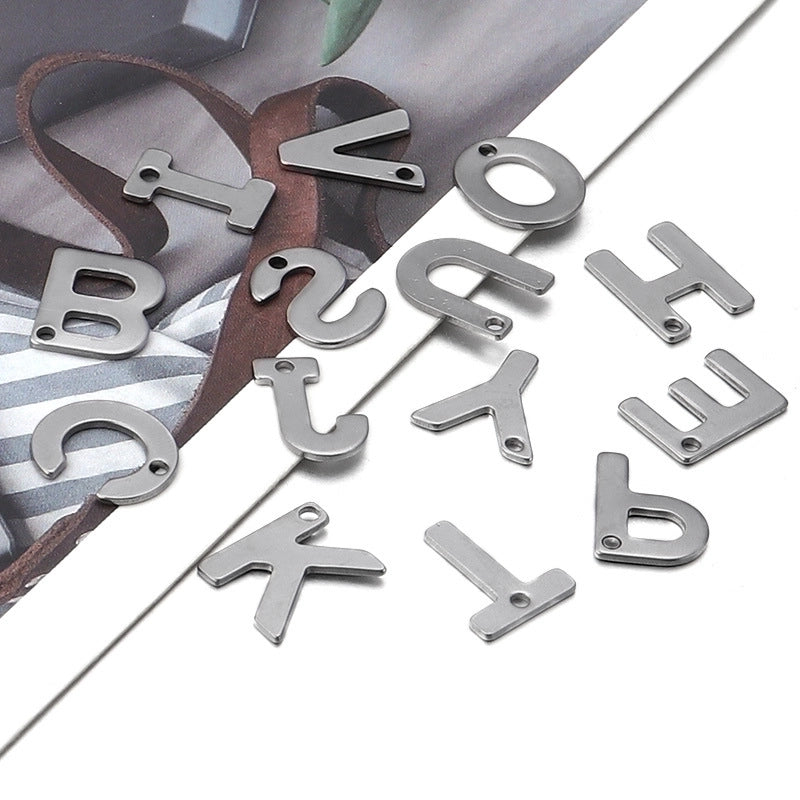 50 Pcs/package Minimalist Letter Stainless Steel Pendant Jewelry Accessories