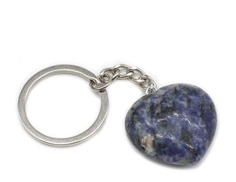 Minimalist Heart Shape Natural Stone Polishing Crystal Keychain