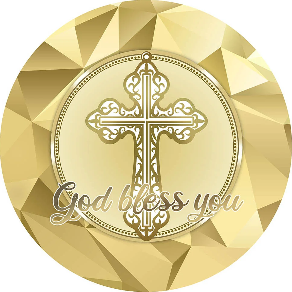 Gold God Bless You Party Round Cover RedBirdParty