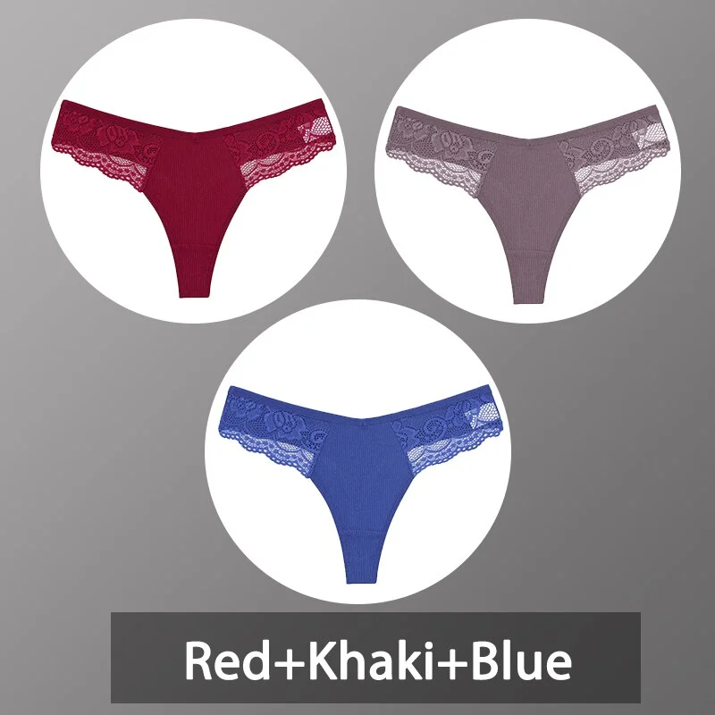 Billionm Women Cotton Panties Sexy Lace Underwear G-String Thong Perspective Hollow Out Lingerie Female Comfortable Low Waist Underpant