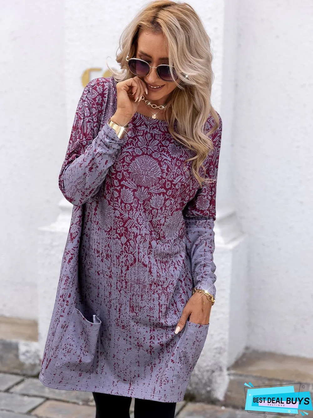 Casual Long Sleeve Crew Neck Printed Sweatshirt