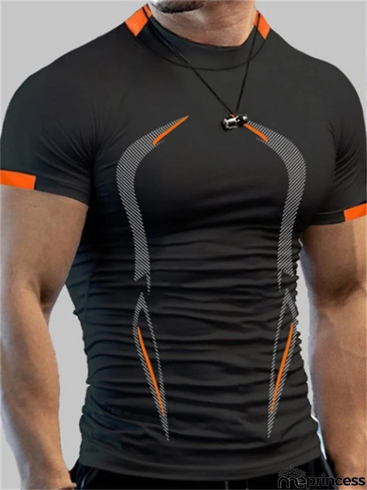 Men's Fit Exercise Training Breathable Summer Short Sleeve T-shirts