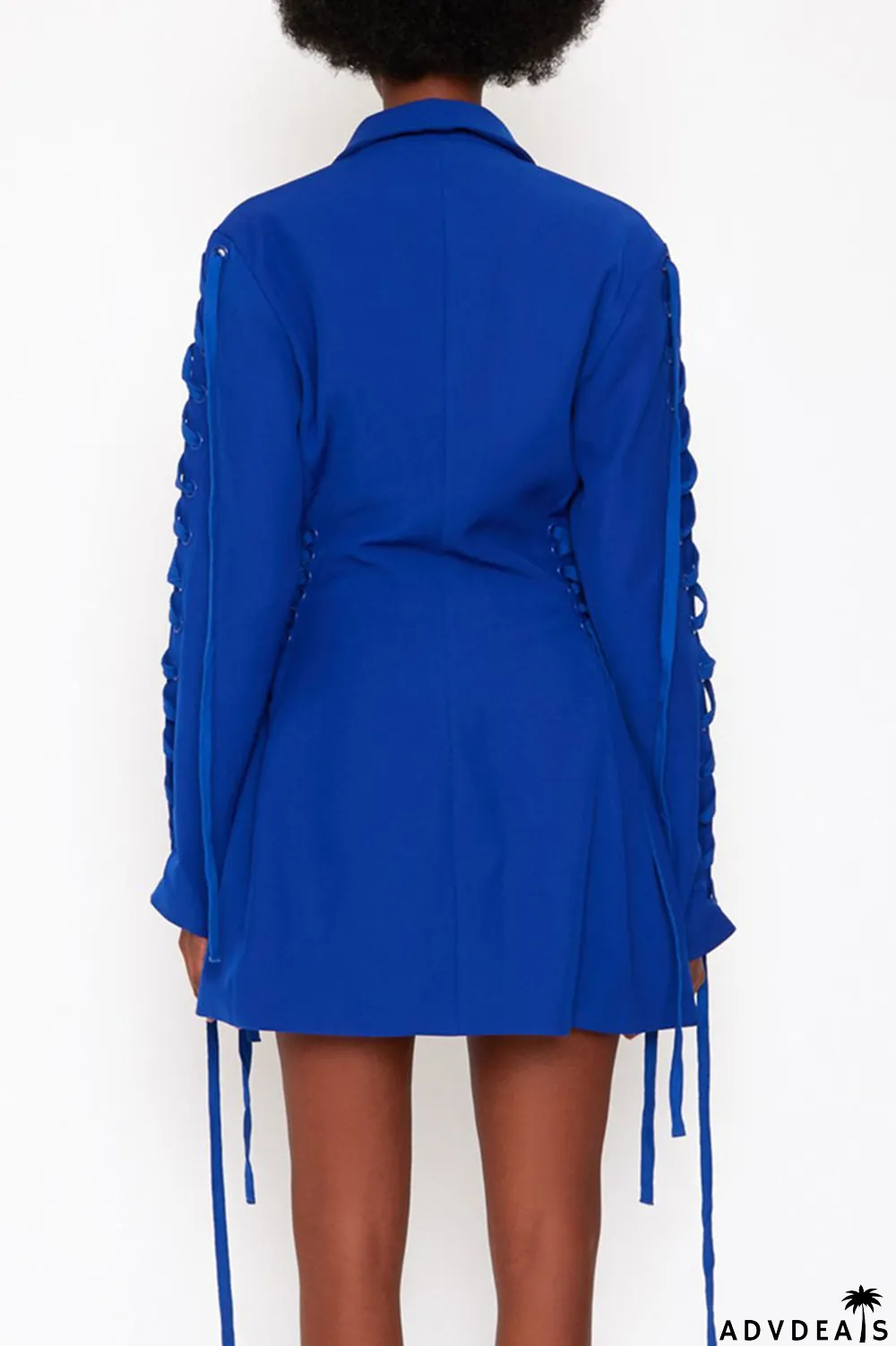 Blue Fashion Casual Solid Patchwork Frenulum Turn-back Collar Outerwear