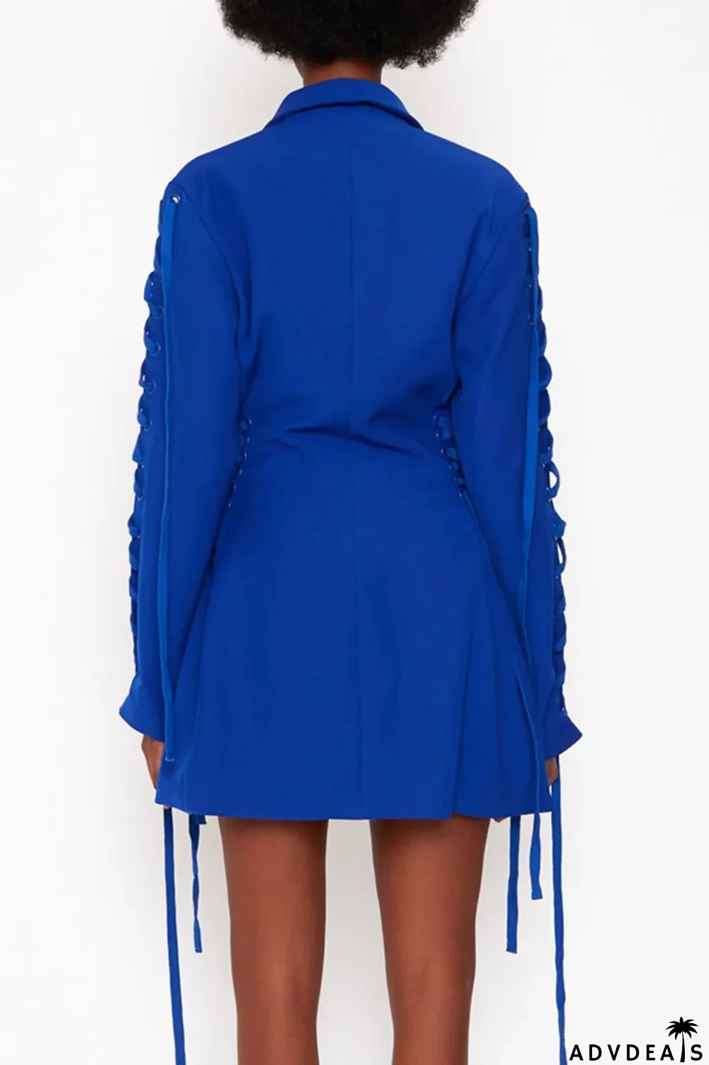 Blue Fashion Casual Solid Patchwork Frenulum Turn-back Collar Outerwear